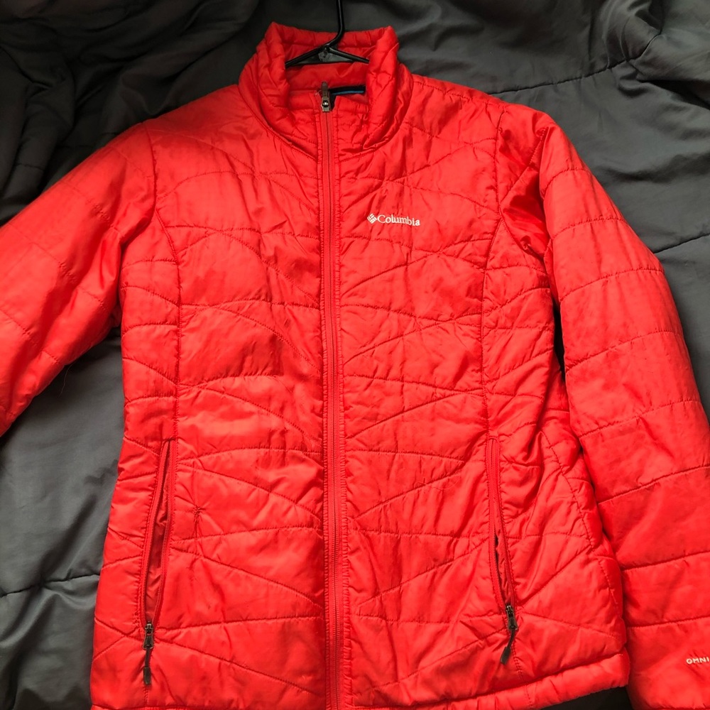 Red Columbia puffer coat